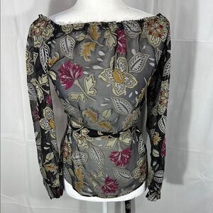 rag & bone Black Floral Fitted Long Sleeve Blouse Size Small